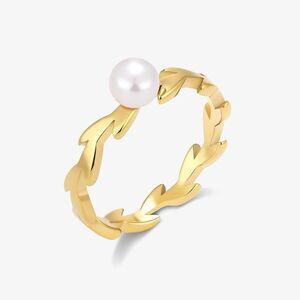 Fresh Water Pearl Rings With Leaf band